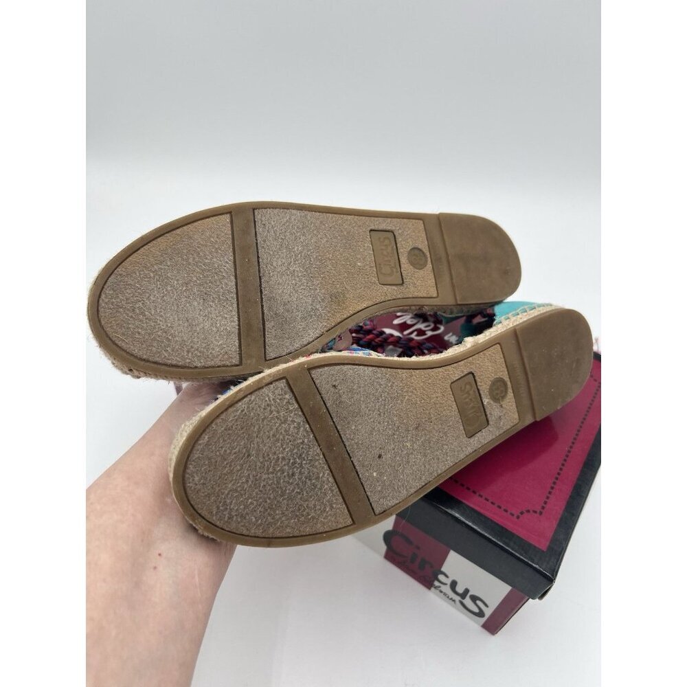 Circus Sam Edelman Boho Espadrille 8.5M Tropical Print Ankle Tie Tassel Festival - Picture 6 of 9